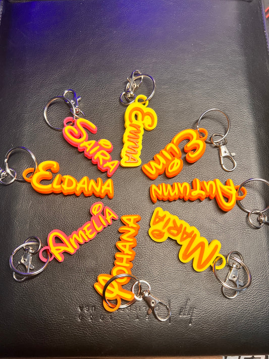 Personalised *TWO COLOUR* keyring 3d printed, Customisable. Name Keyring 75mm