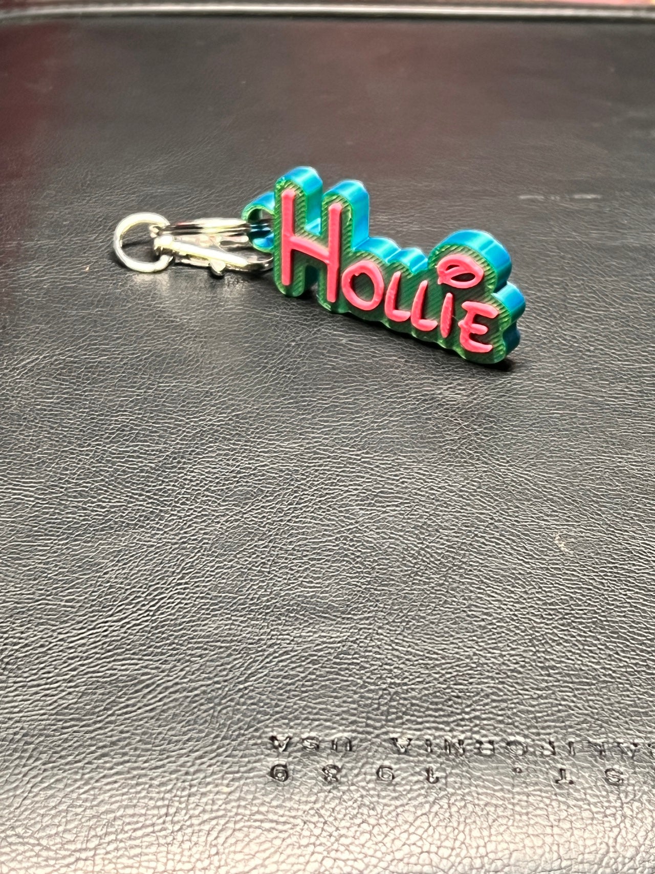 Personalised *TWO COLOUR* keyring 3d printed, Customisable. Name Keyring 75mm