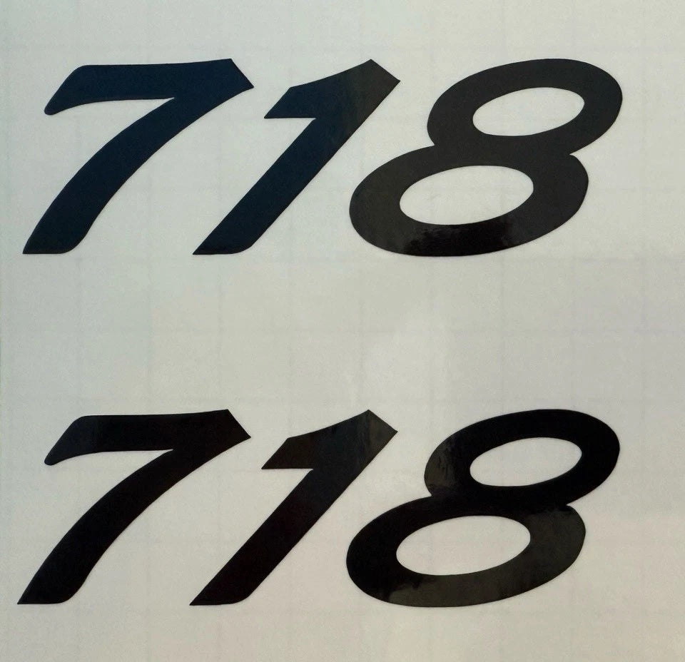 Vinyl Sticker Door Decal Set fits Porsche 718, 718T, 718S, door decals pair L&R